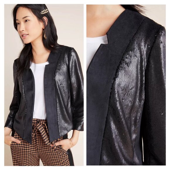 NWT Anthropologie Shonda Norrie Sequin-Embellished Suede Jacket - Picture 1 of 3